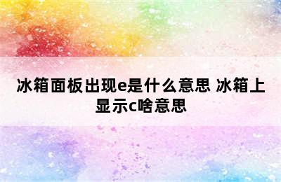 冰箱面板出现e是什么意思 冰箱上显示c啥意思